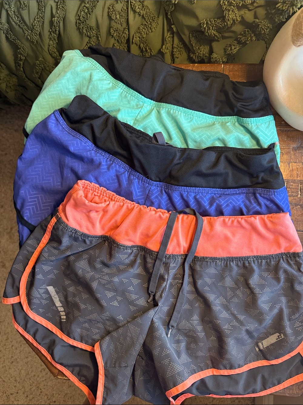 bcg Women’s Athletic Shorts Trio - Black, Coral, Blue, Mint